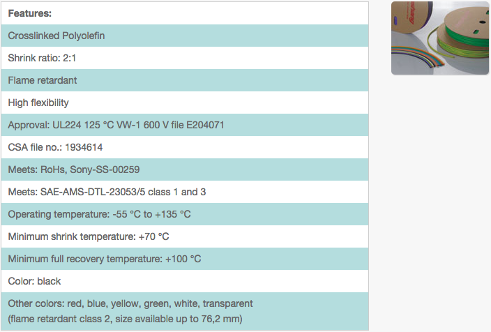 Flexible / flame retardant / 2:1 / mil spec 135 degrees / H-2F