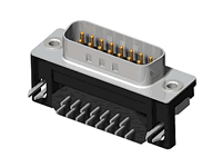 CD62 Series 8.10mm(.319) footprint EMI Right angle Solder Male D-sub Connector