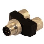 12T35000 - M12 T connector, parallel circuit with 1 Male to 5 poles and 2 Female to 5 poles