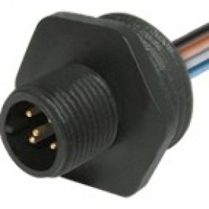 12MPP439008-PG13,5 - M12 panel connector, front mounting (PG13,5) and plastic housing