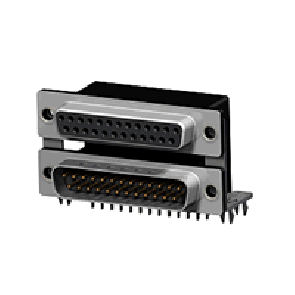 CD81 Series Stacked Right Angle DIP Solder Female to Male D-sub Connector